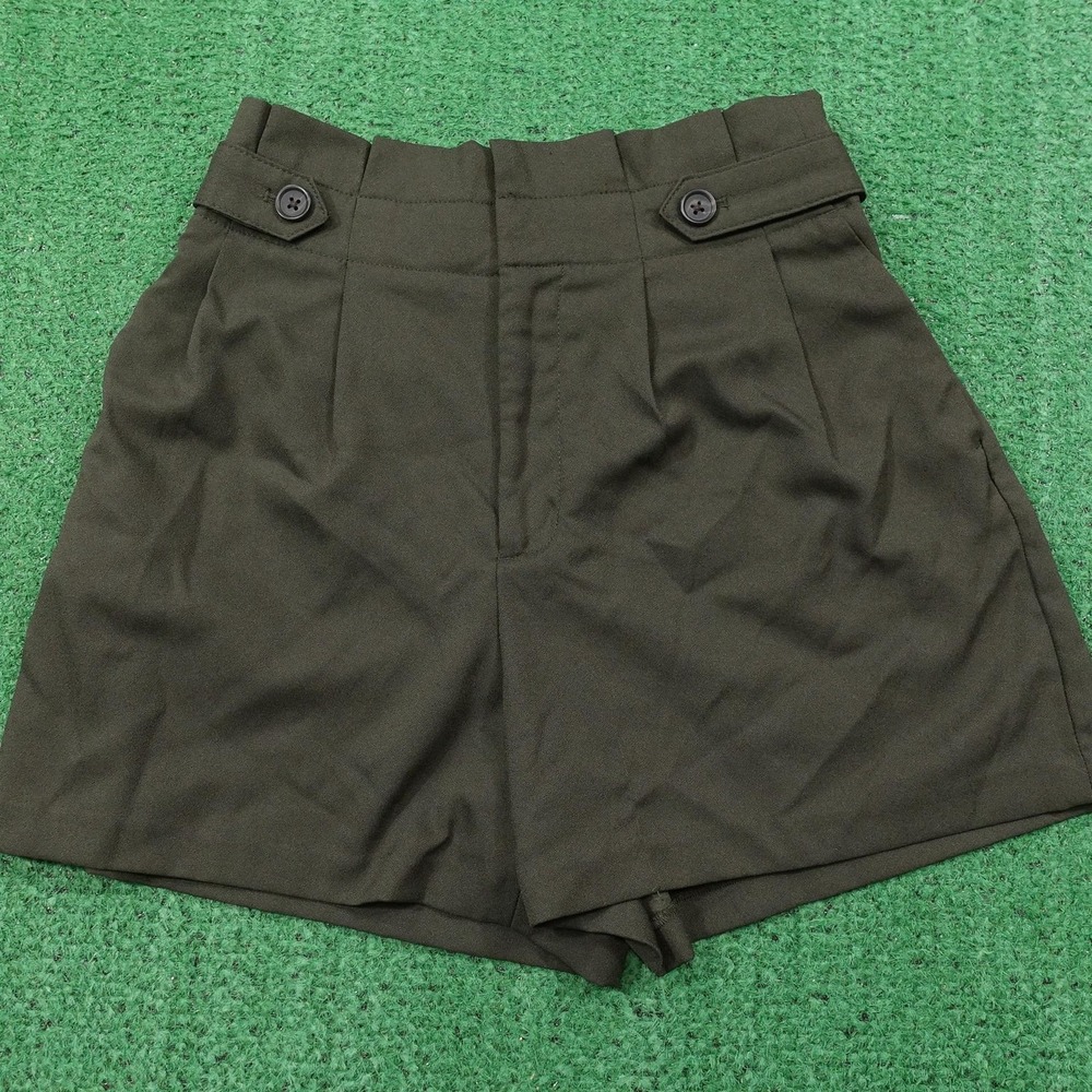 Banana Republic Shorts Womens 4 Green High Rise Pleated Button Waist 27 Inseam 4